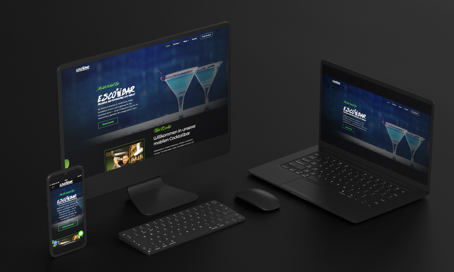 Modernes Webdesign mit WordPress und WooCommerce – Portfolio-Beispiel von Wonder Rabbit Studio für Escobar: Event-Website, Online-Angebote und responsive Design